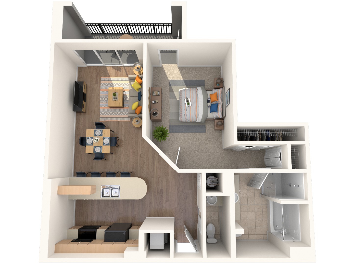 Amalfi one bedroom floor plan (802 sq ft) at Heritage at Boca Raton