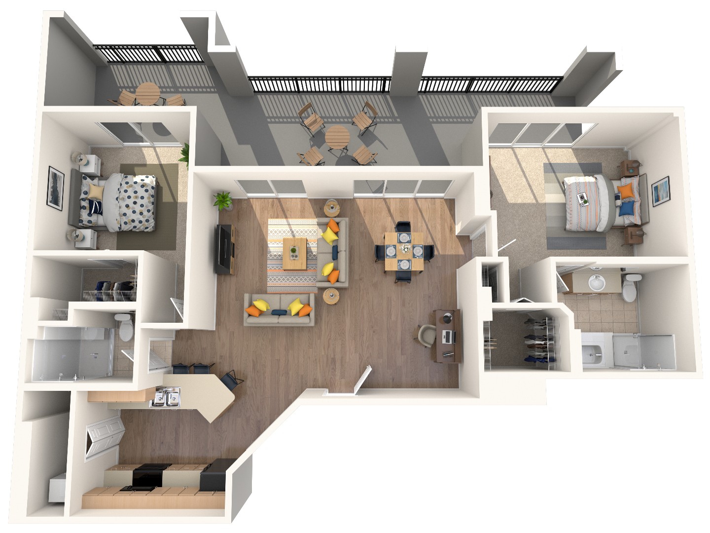 Monaco two bedroom two bath floor plan (1290 sq ft) at Heritage at Boca Raton
