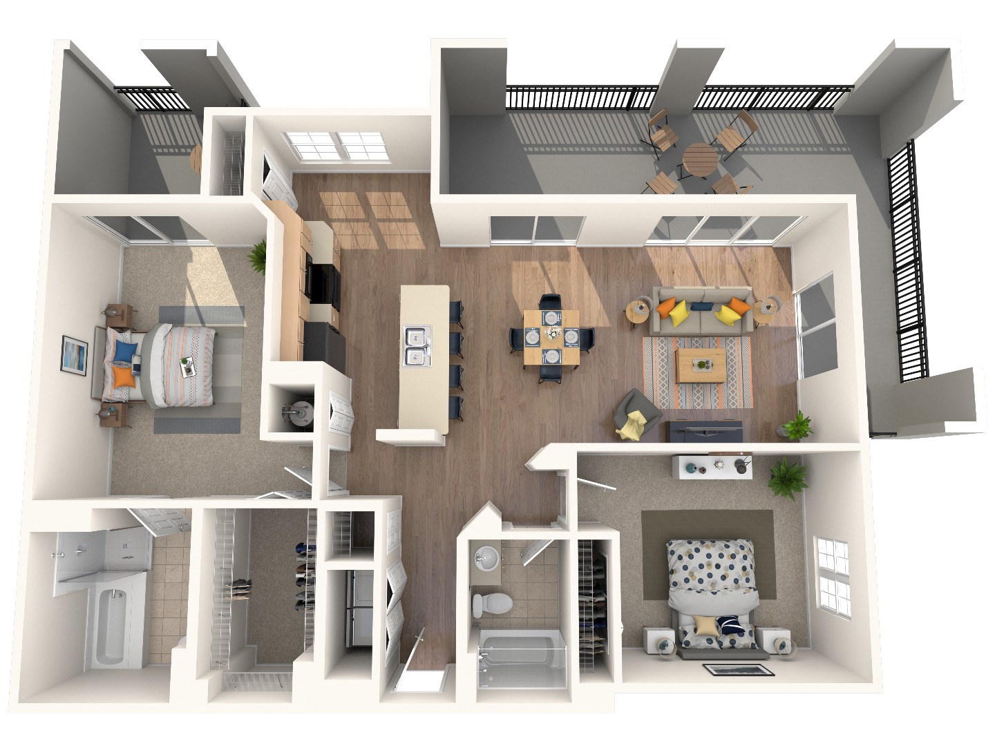 Seville two bedroom two bath floor plan (1315 sq ft) at Heritage at Boca Raton