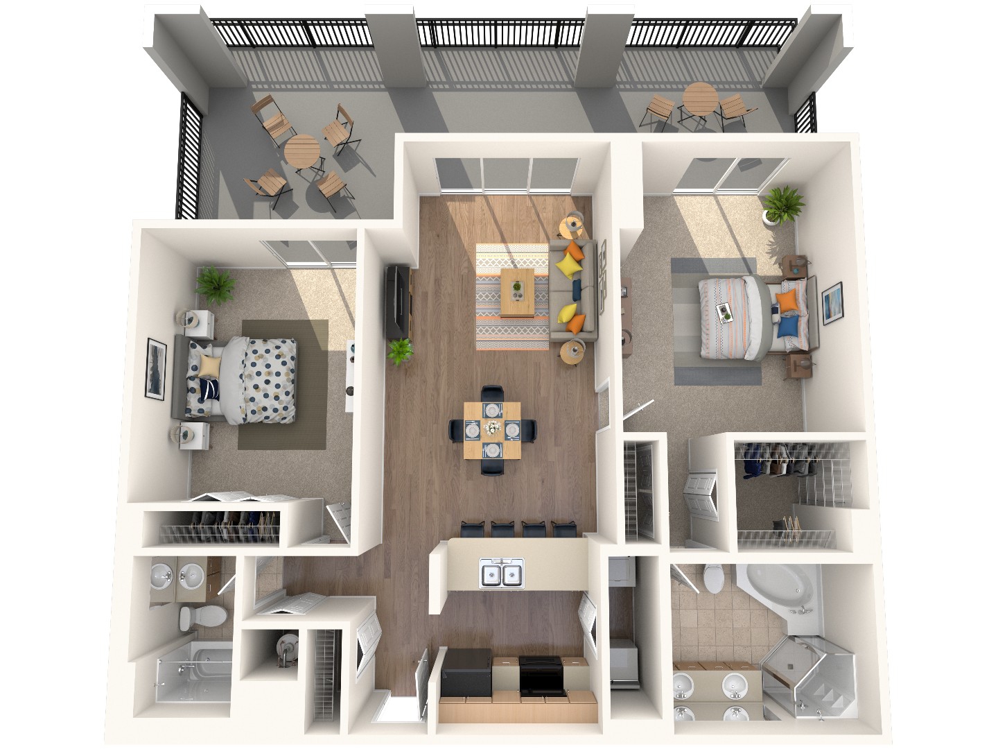 Torino two bedroom two bath floor plan (1248 sq ft) at Heritage at Boca Raton