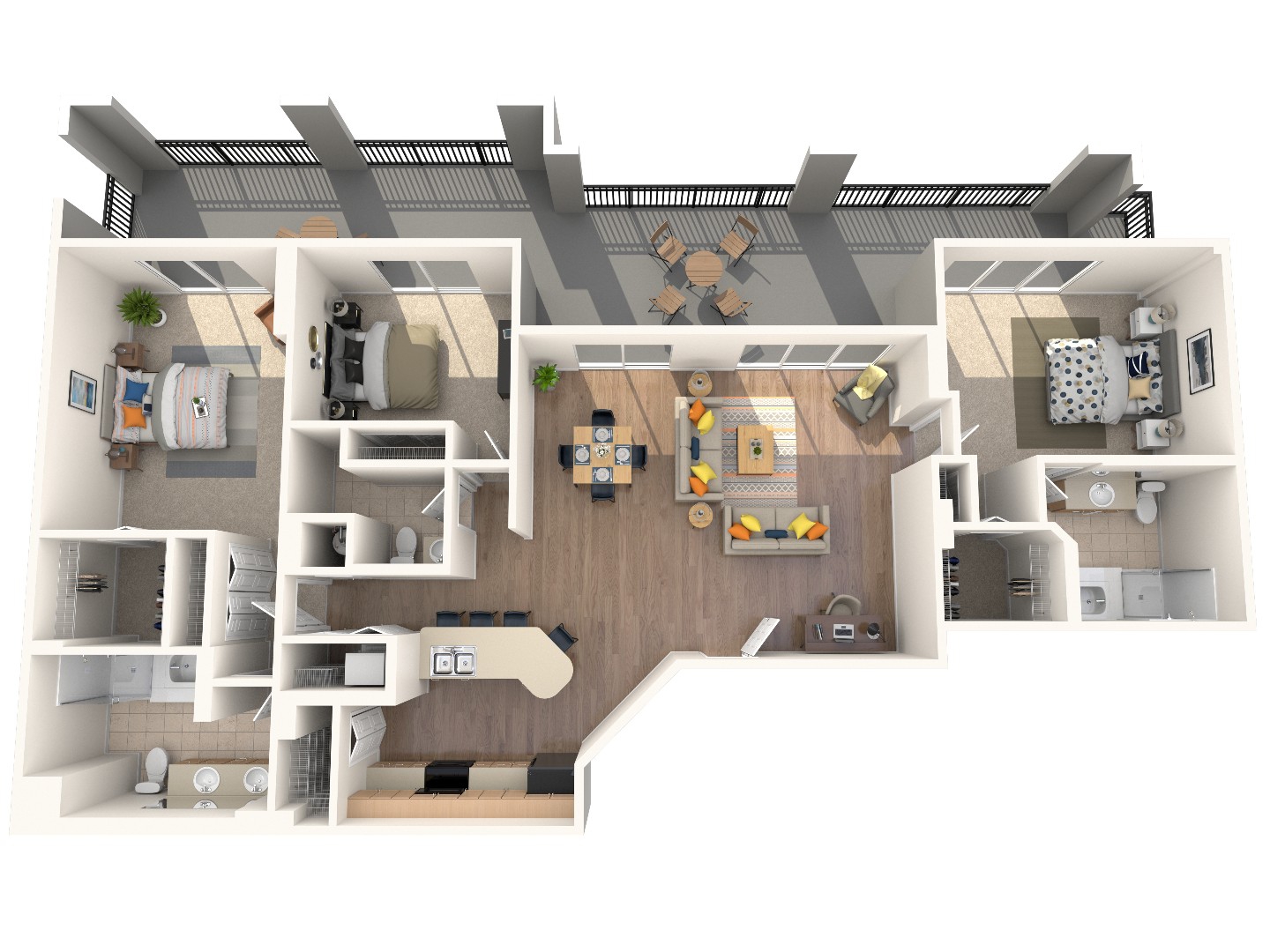 Venezia three bedroom three bath floor plan (1730 sq ft) at Heritage at Boca Raton