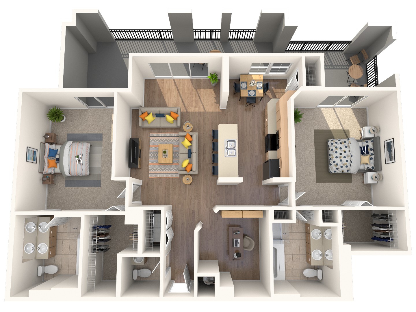 Vidal two bedroom 2.5 bath floor plan (1524 sq ft) at Heritage at Boca Raton